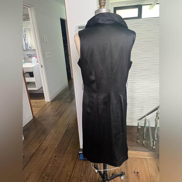 black satin little black dress size 14 - Picture 2 of 4